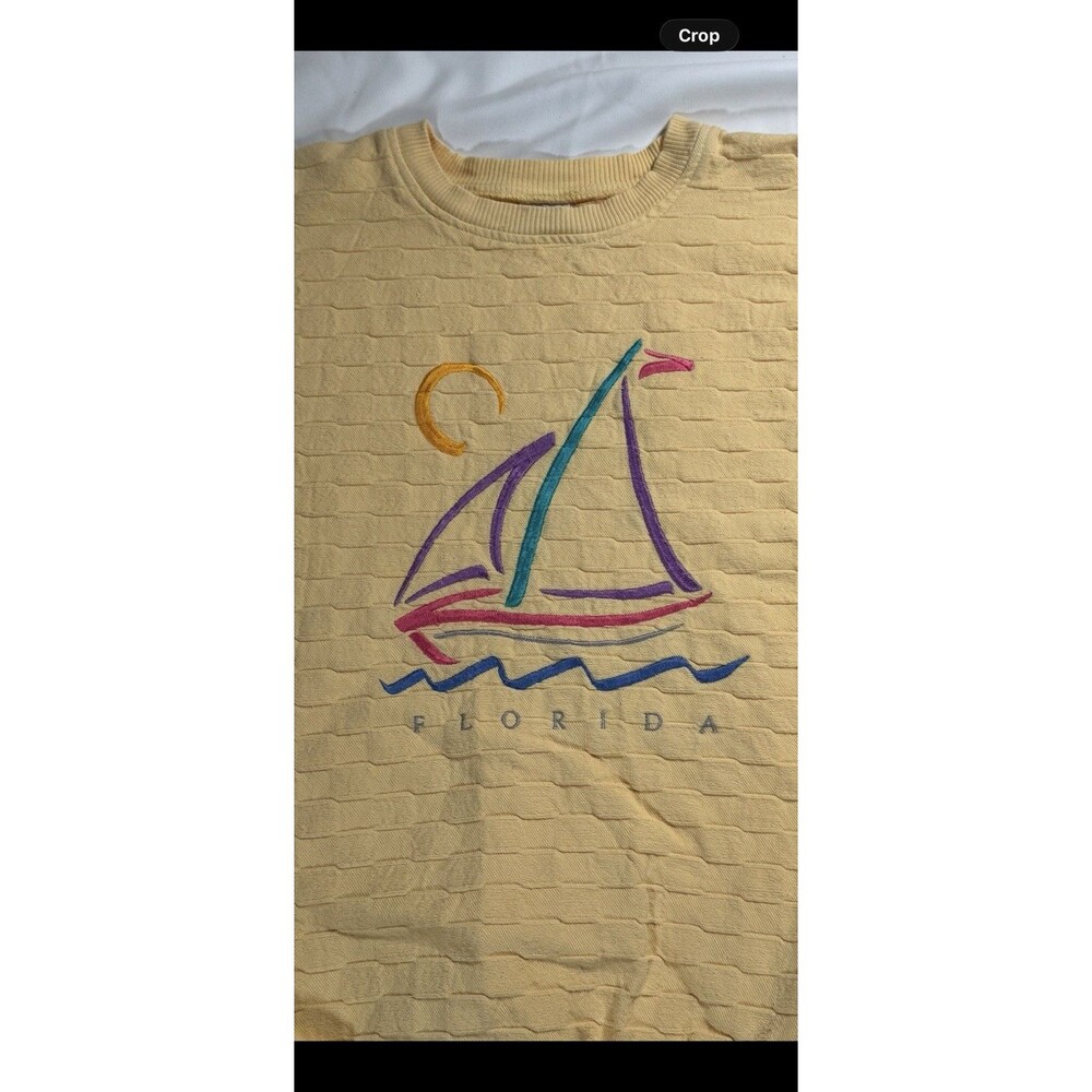 Vintage Florida Sailboat Sweatshirt Crazy Shirts Hawaii USA Yellow Small Medium - Picture 4 of 6